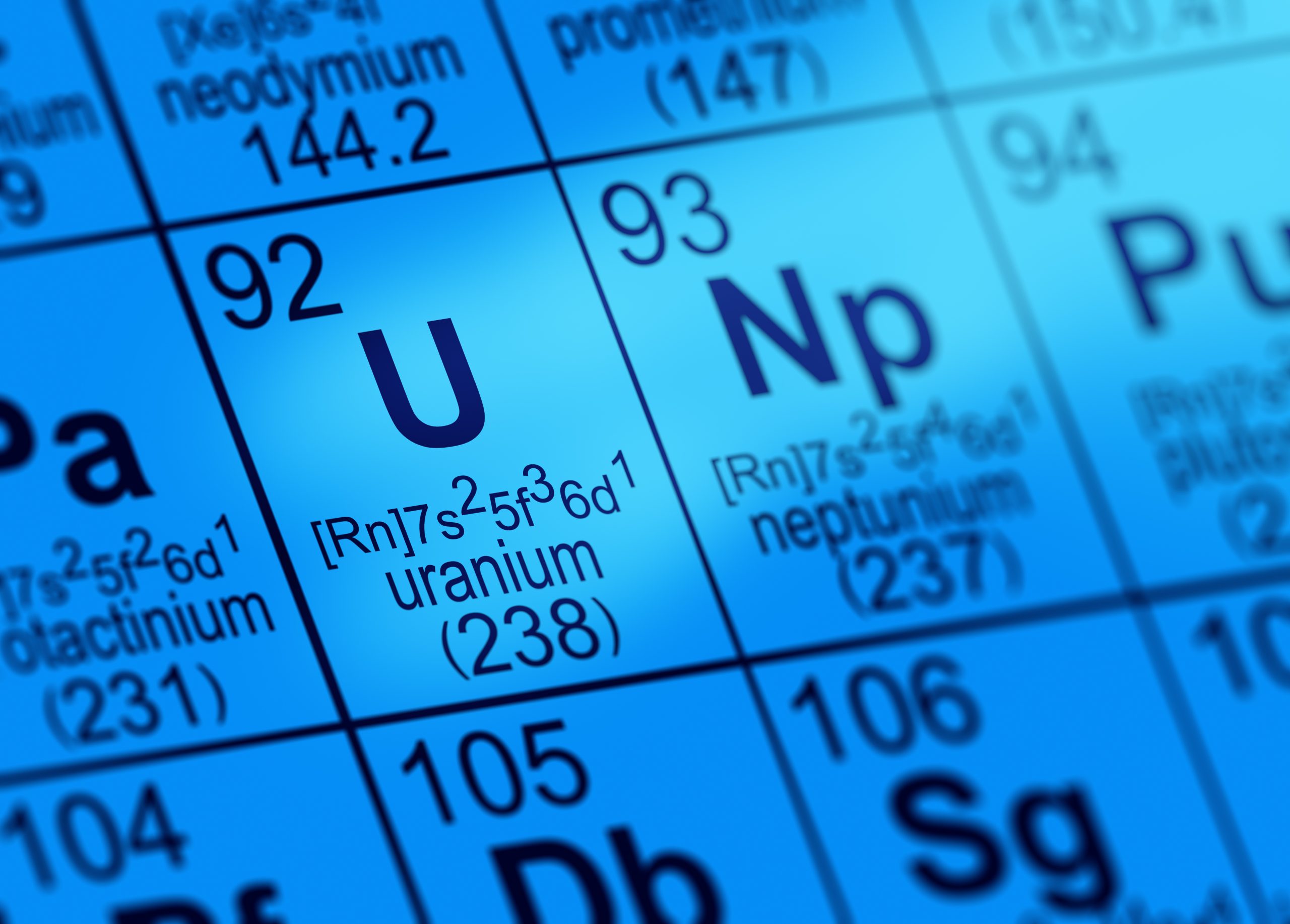Periodic Table Uranium image 258 KB Close-up shot of the periodic table with the focus on the element Uranium.