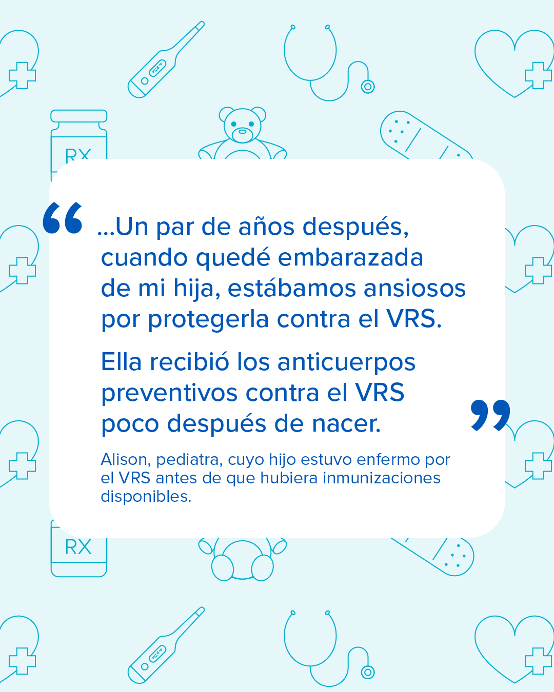 Imagen para redes sociales que recomienda vacunar al bebé contra el VRS después del nacimiento.