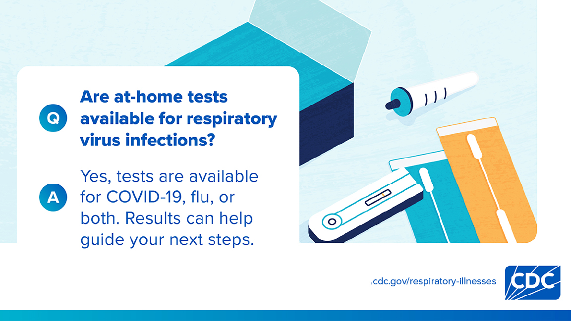 Social media graphic sharing about testing for respiratory viruses, like flu and COVID-19