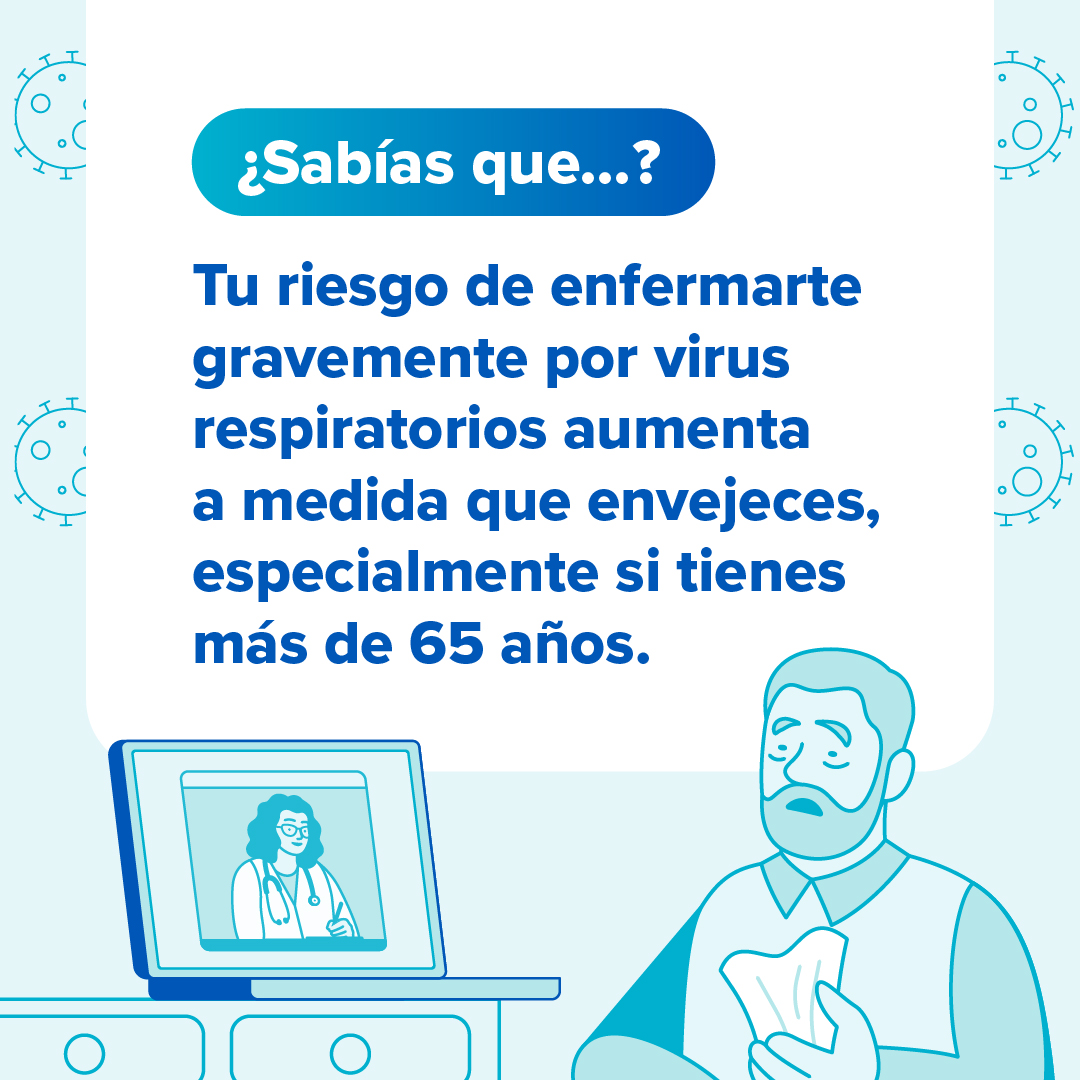 Gráfica que indica que el riesgo de enfermarse gravemente a causa de virus respiratorios aumenta con la edad.