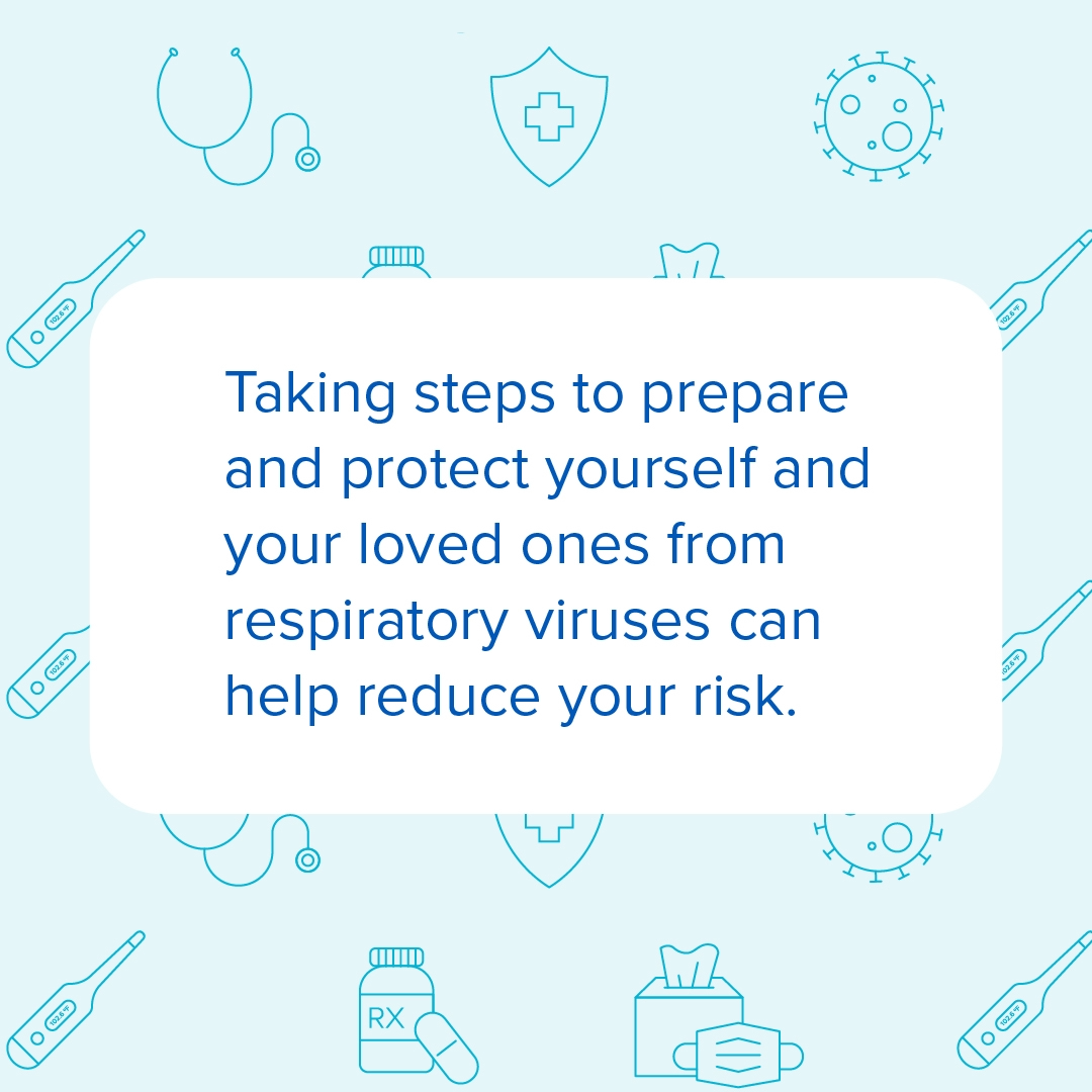 Graphic that says taking steps to prepare and protect yourself and your loved ones from respiratory viruses can help reduce your risk.