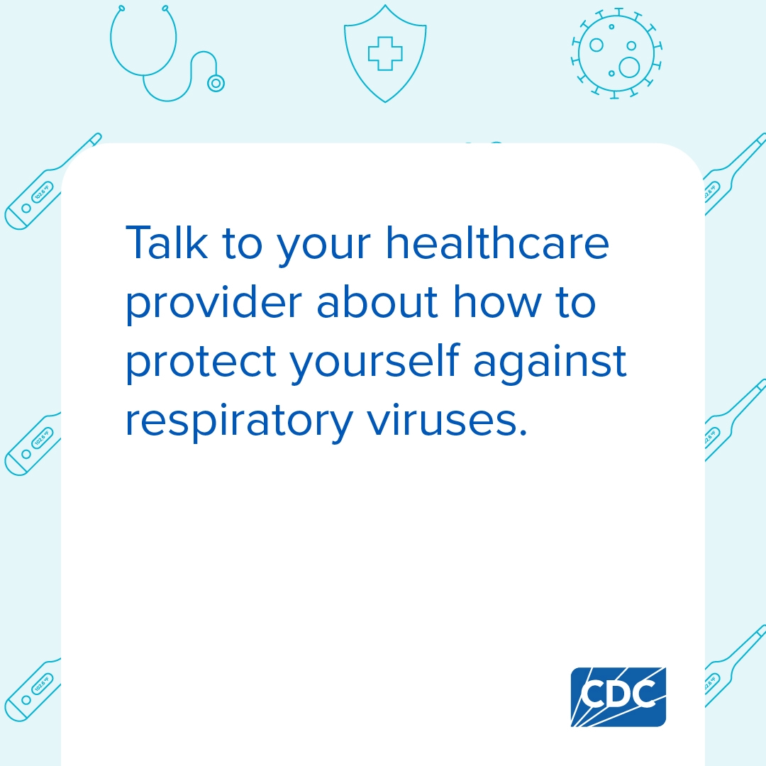 Graphic that says talk to your healthcare provider about how to protect yourself against respiratory viruses.