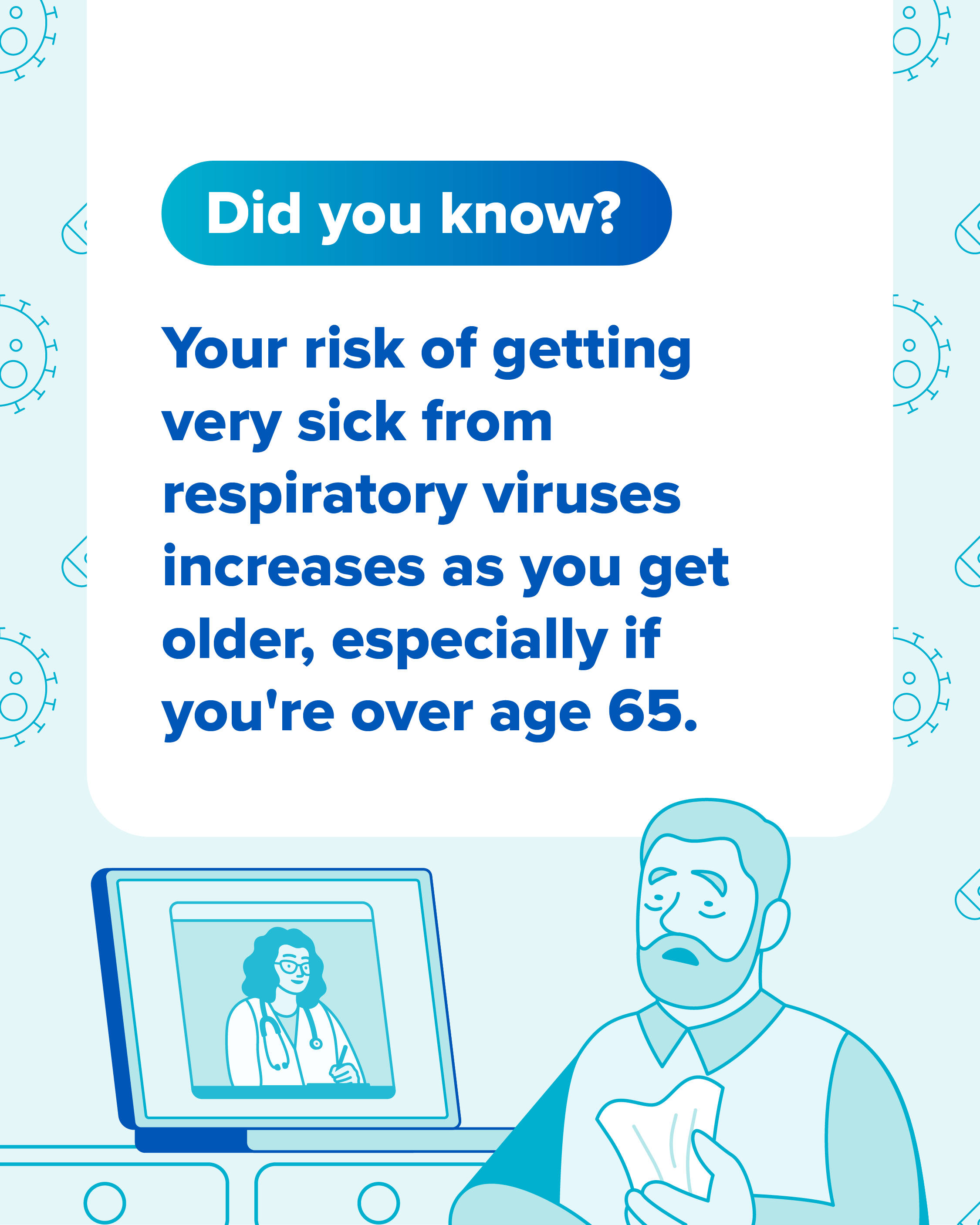 Instagram graphic saying respiratory illness risk increase when 65 years or older