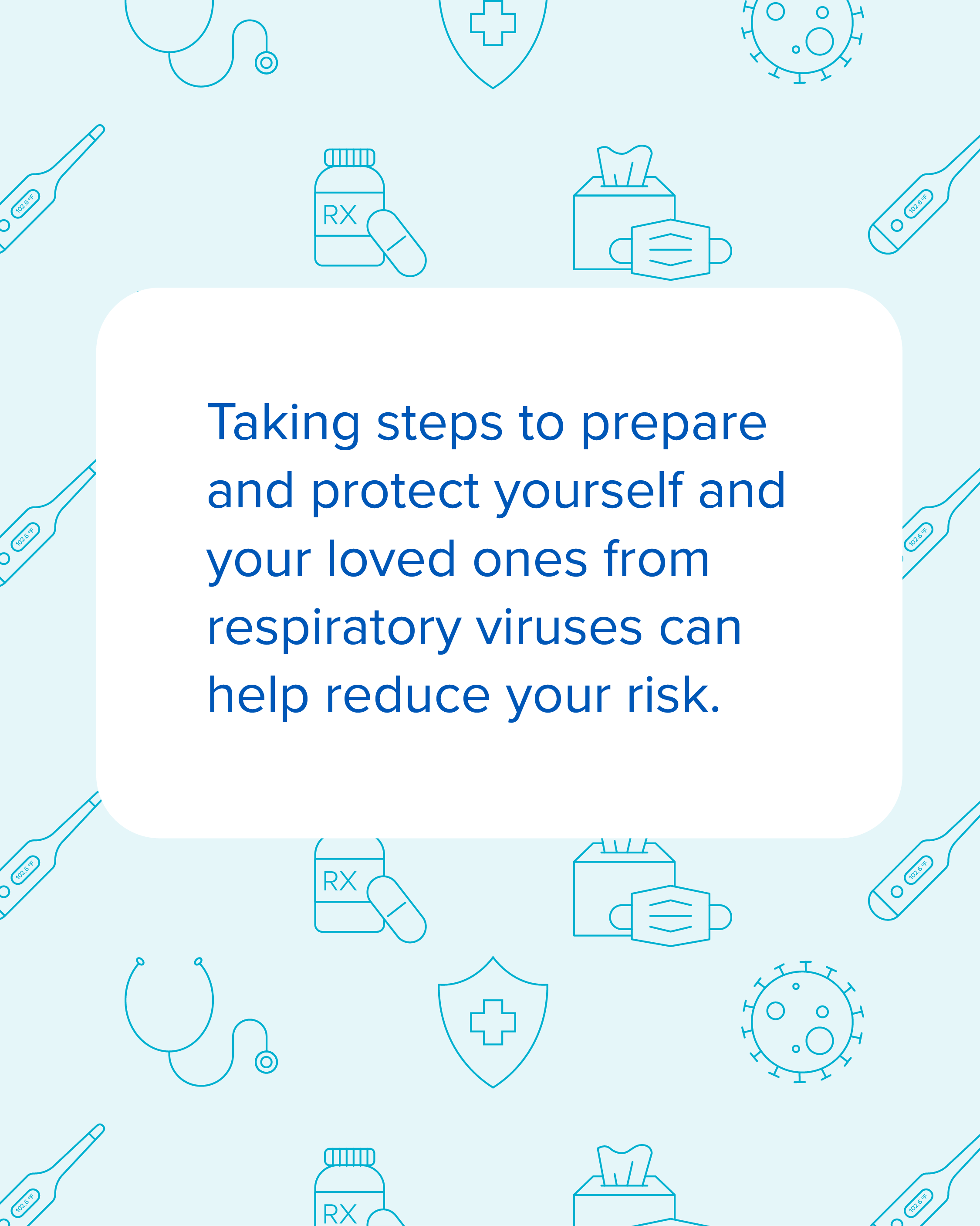 Graphics that says taking steps to protect yourself and loved ones from respiratory viruses can help reduce your risk.