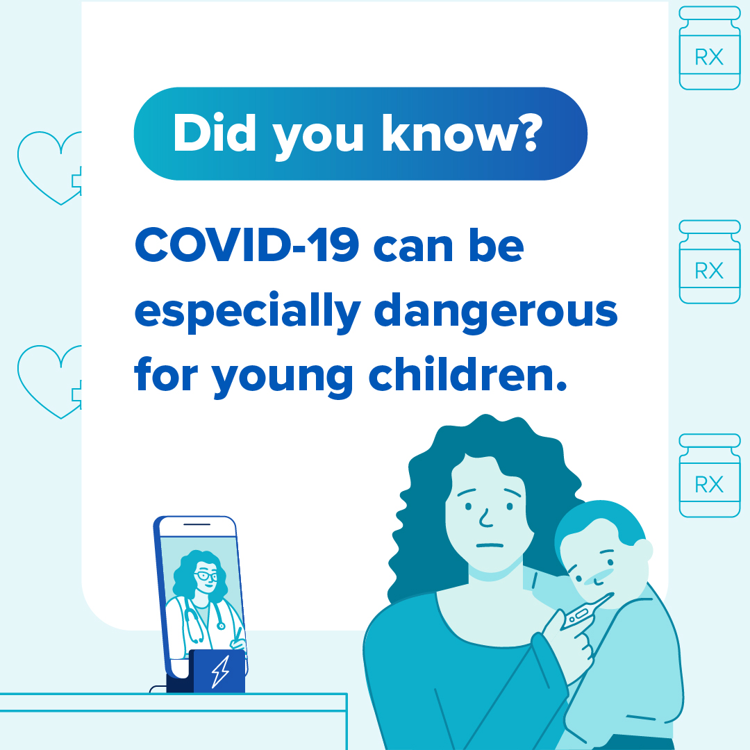 Graphic saying covid-19 can be dangerous especially to young children