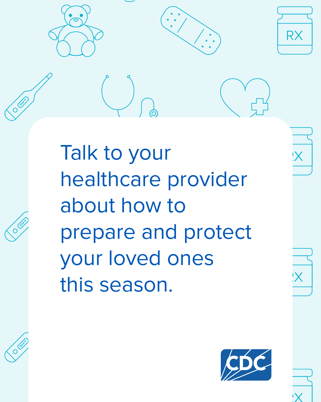 Social media graphic that says Talk to HCP About Protecting Yourself and Loved Ones