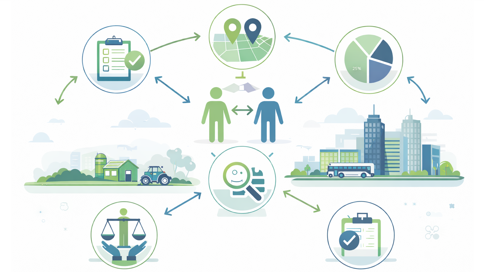 Illustration showing rural-urban symbolism