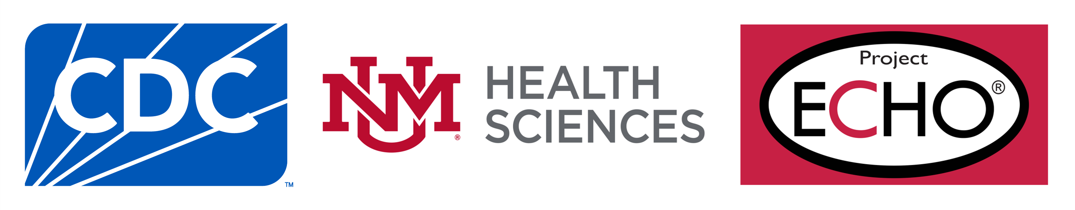 Logos for CDC, University of New Mexico Health Sciences, and Project ECHO.