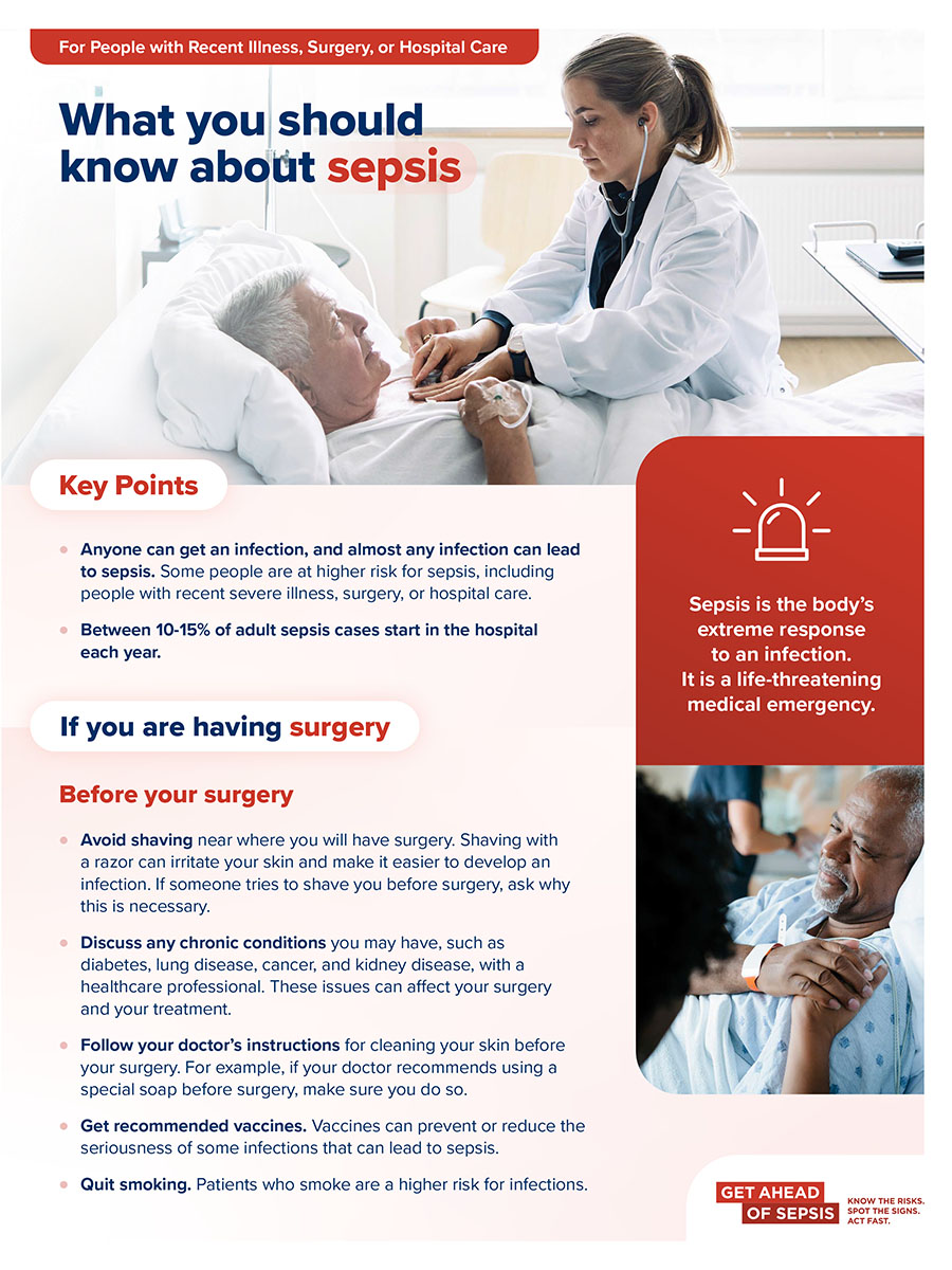 People with Recent Illness, Surgery, or Hospital Care: What You Should Know About Sepsis Thumb