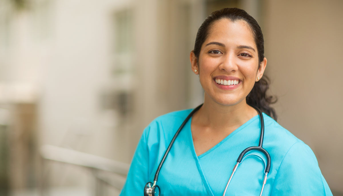 Health care worker A smiling female health care worker