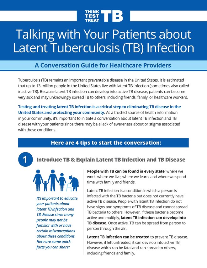 Talking with Your Patients about Latent Tuberculosis (TB) Infection Conversation Guide