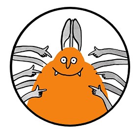 Illustration of a smiling tick.