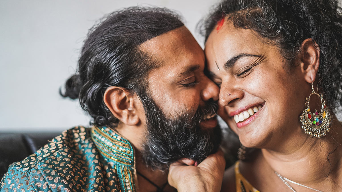 southeast asian couple Smiling and affectionate couple