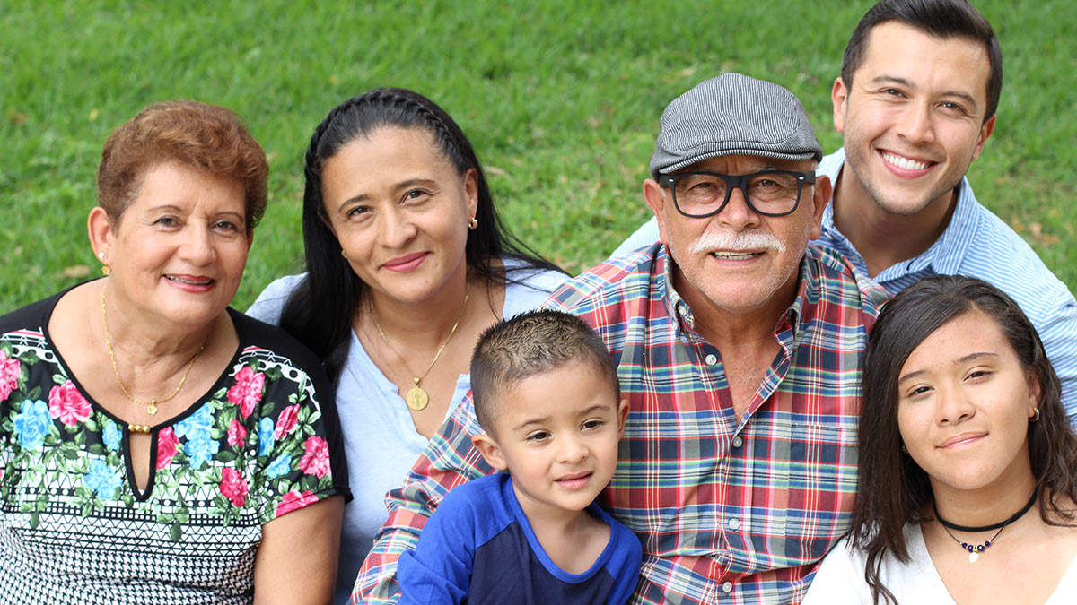 Hispanic/Latino Family Family portrait of parents grandparents and children