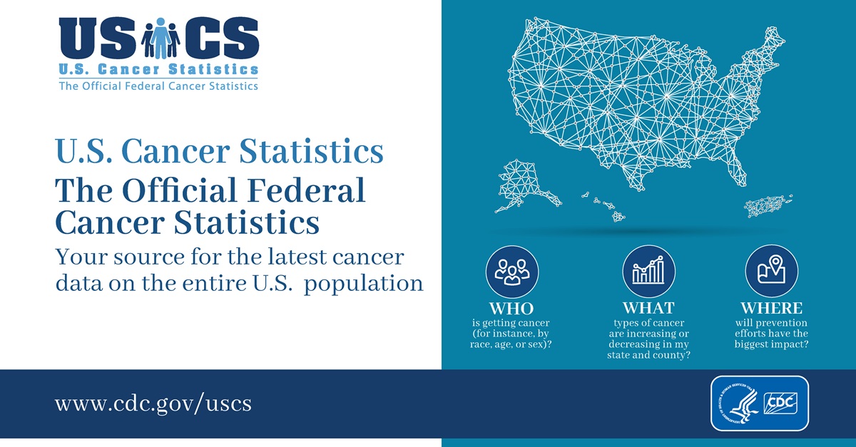 U.S. Cancer Statistics: The official federal cancer statistics. Your source for the latest cancer data on the entire U.S. population. Who is getting cancer (for instance, by race, age, or sex)? What types of cancer are increasing or decreasing in my state and county? Where will prevention efforts have the biggest impact? www.cdc.gov/uscs