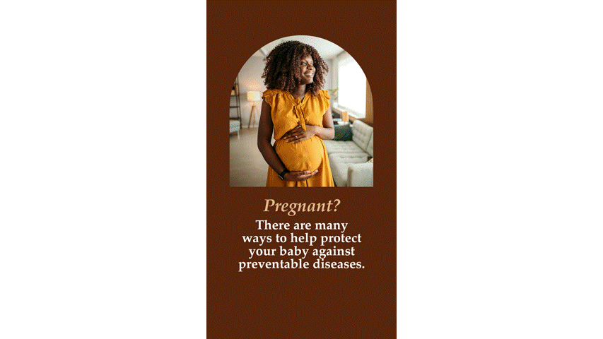 A parent and newborn and a pregnant woman with a healthcare provider.