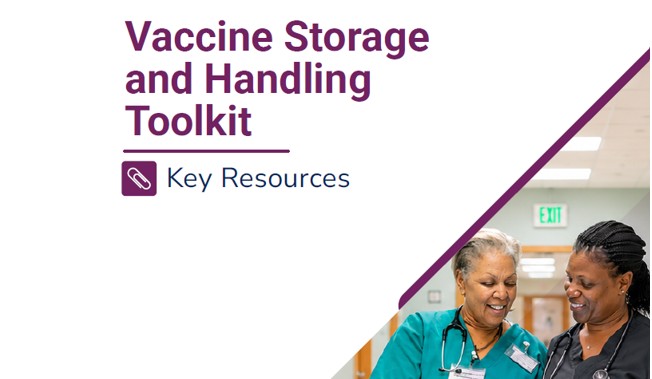 cover of the storage and handling resource toolkit with two nurses looking at a handout.