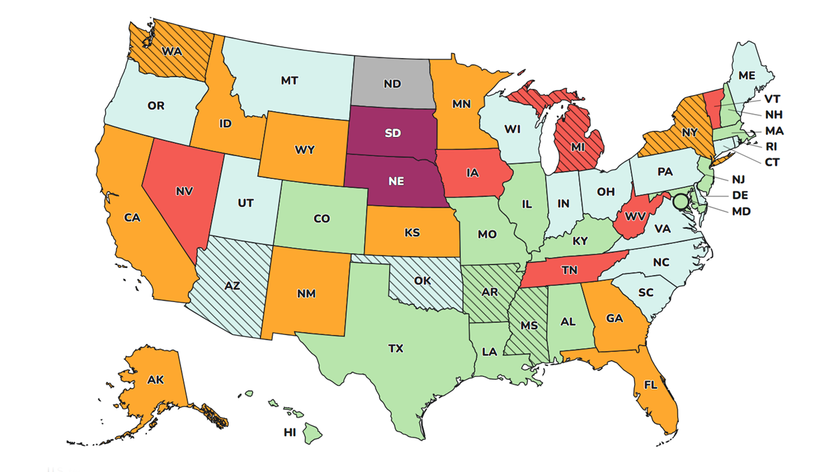 Thumbnail image of USA data map showing viral activity data for tracked respiratory viruses.