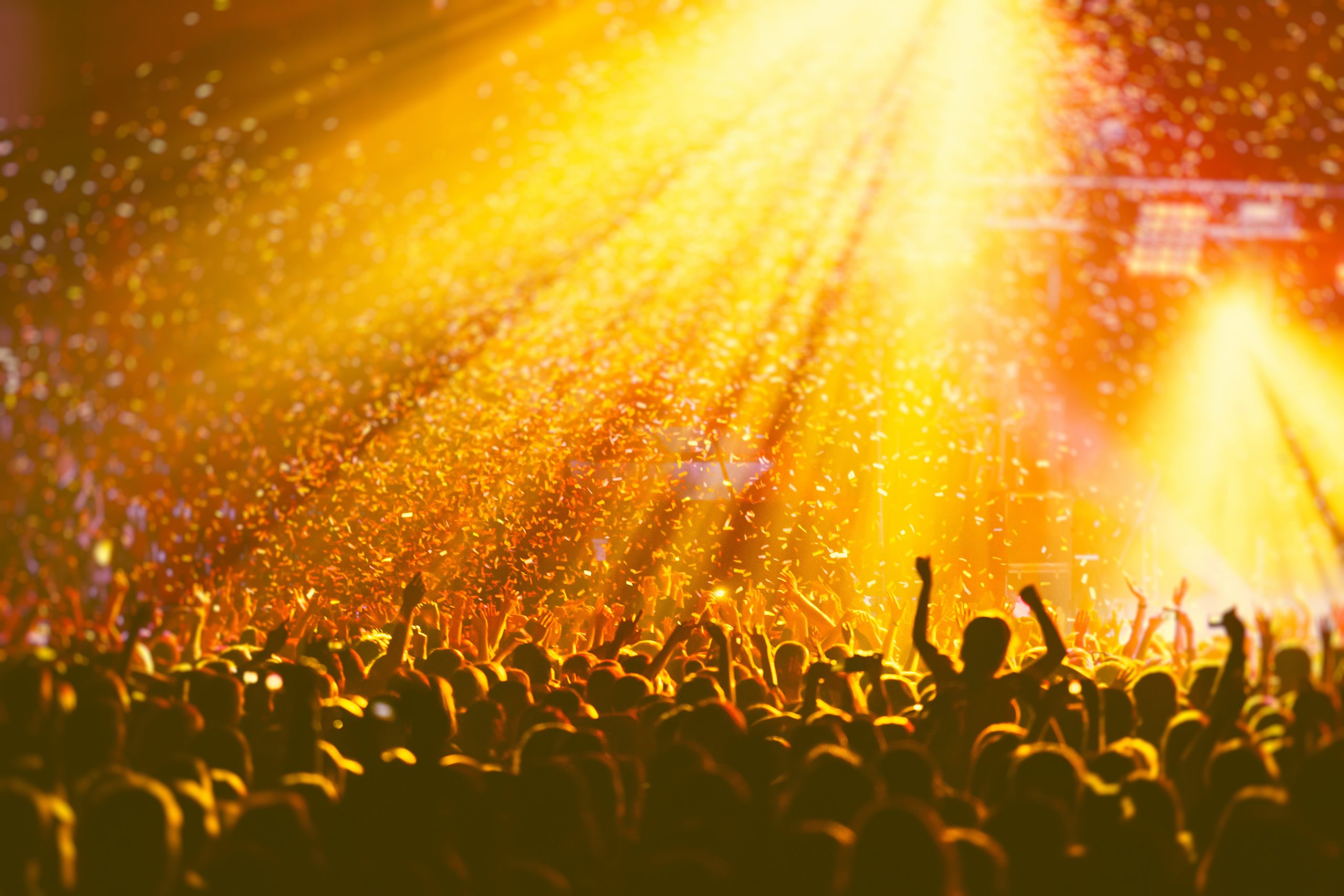 Crowd at a concert hall.