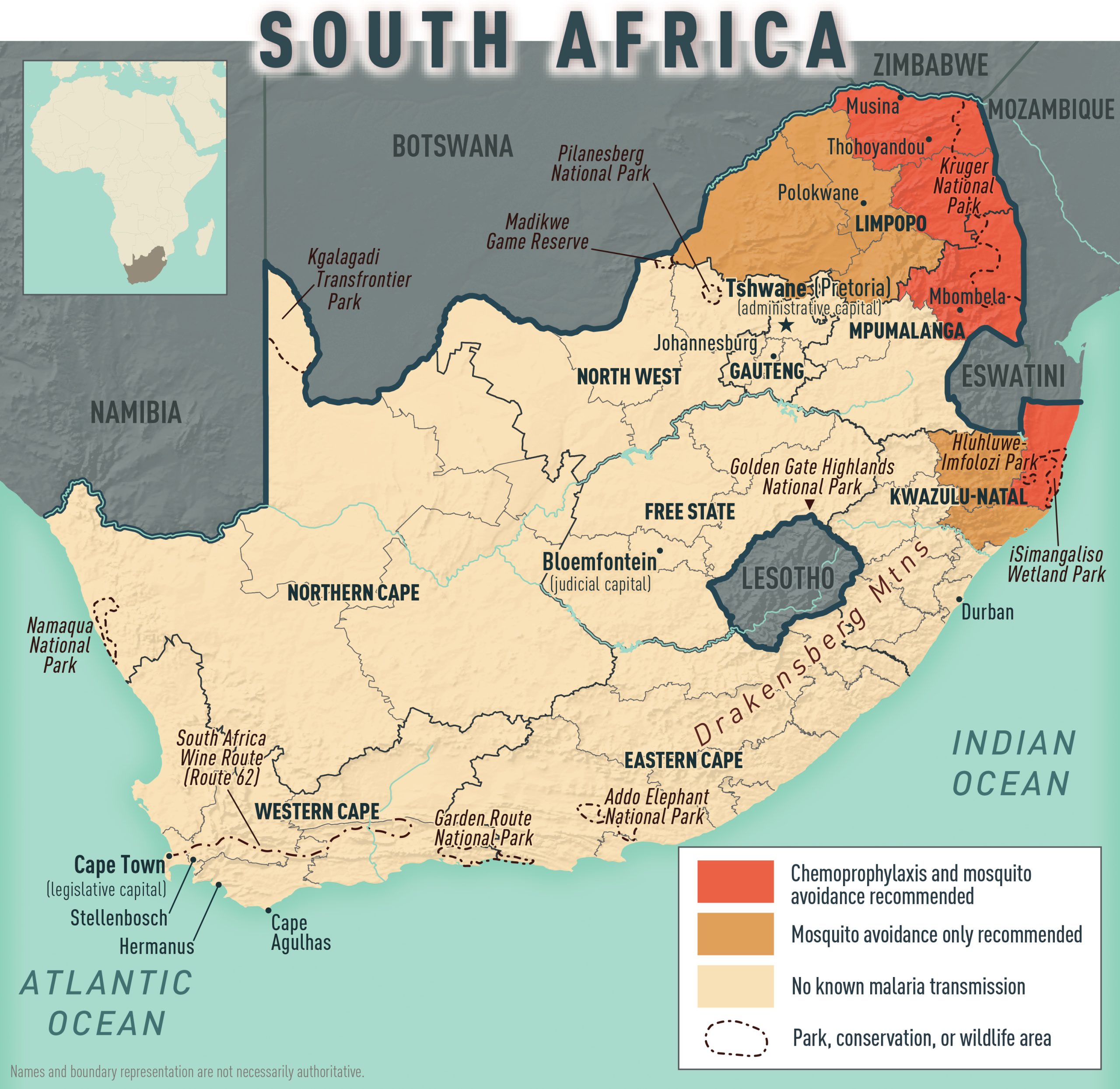 Map 1.5.39: Malaria prevention in South Africa