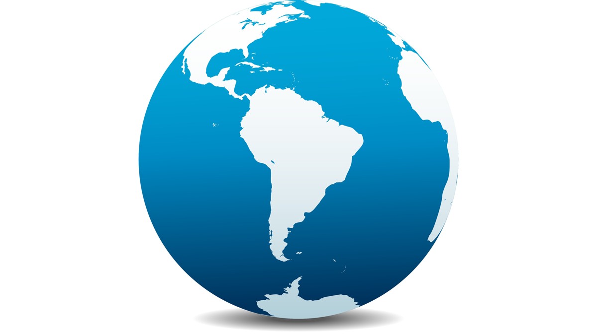 Globe showing the South America continent.