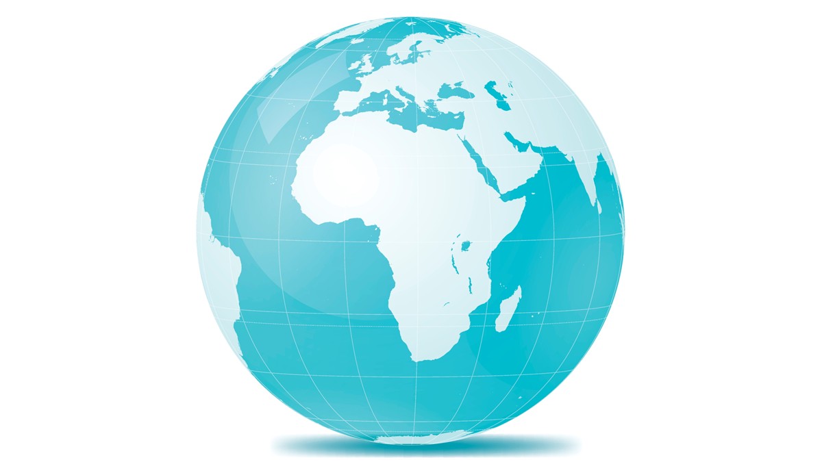 Globe showing the Africa continent.